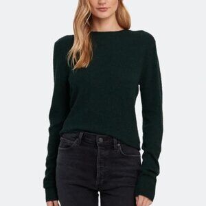 NSF Clothing Cropped Crewneck Wool & Cashmere Sweater in Green